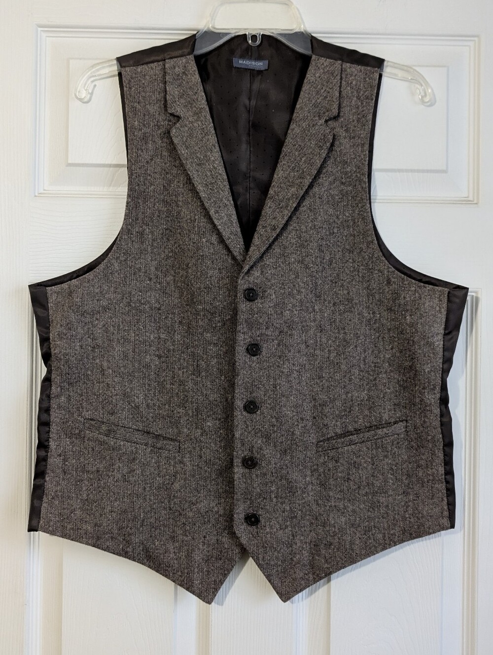 Madison Brown Herringbone Wool Blend Men's Vest Size M